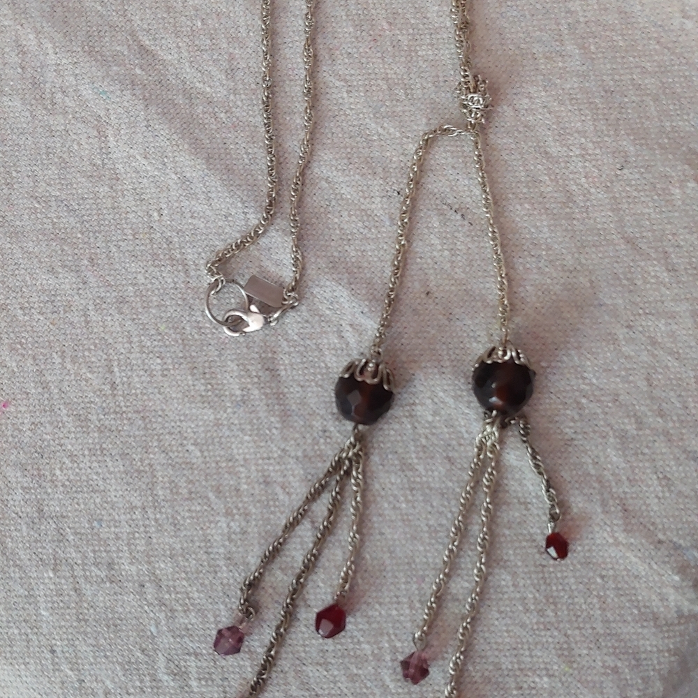 Amber bead with Sterling silver 30" chain Necklace